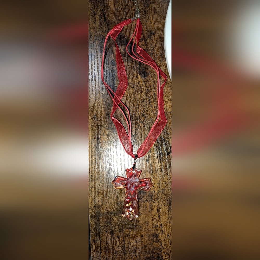 Red Cross Pendant Necklace